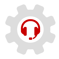 red and grey icon wth dispatch headset